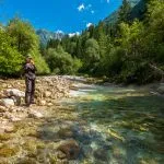 Fly fishing on the Soča River
